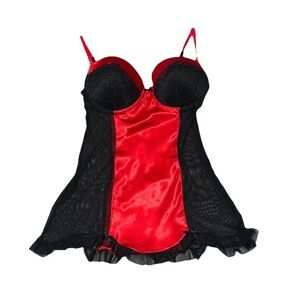 Gilligan & O’Malley M Colorblock Camisole Sheer Lace Satin Ruffle Feminine Sexy